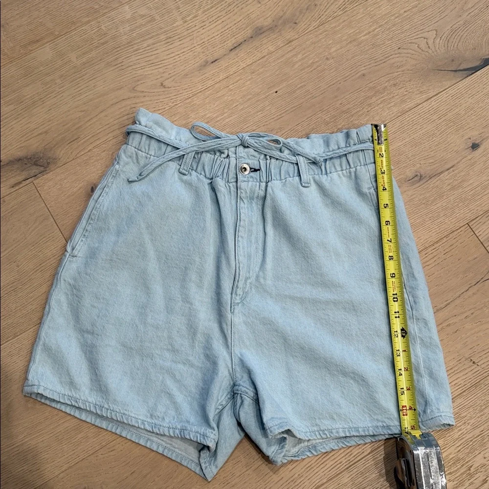 rag & bone Light Indigo Linen Tie Shorts Size 29 Cotton Linen Blend High Rise - Picture 7 of 10